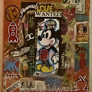 Mixed Media Art with Mickey Mouse “Mickey Wanted”